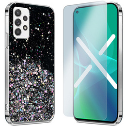 Zestaw Etui Brokat do Samsung Galaxy A53 5G, Czarne + Szkło