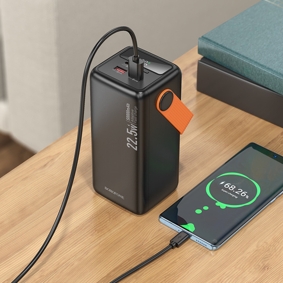 Borofone Power Bank 50000mAh BJ66A Magnifico - 2xUSB + Typ C - QC 3.0 22,5W + PD 20W - czarny