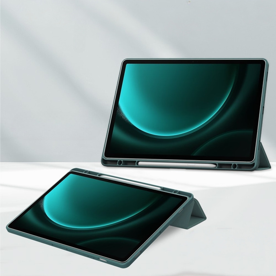 Etui do Samsung Galaxy Tab S9 FE+ Plus, Smartcase Hybrid, z miejscem na rysik, zielone
