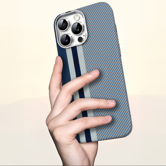 Etui do iPhone 16 Pro Max, Carbon Fiber MagSafe, niebieskie
