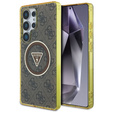 Etui GUESS do Samsung Galaxy S25 Ultra, Magnetic IML Metal Glitter 4G Circle Triangle, brązowe