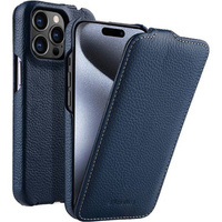 Etui MELKCO z klapką do iPhone 15 Pro Max, skórzane, flip, granatowe