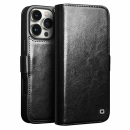 Etui z klapką do iPhone 16 Pro Max, QIALINO Leather Wallet, czarne