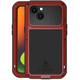 Etui Love Mei do iPhone 14, pancerne ze szkłem, czerwone