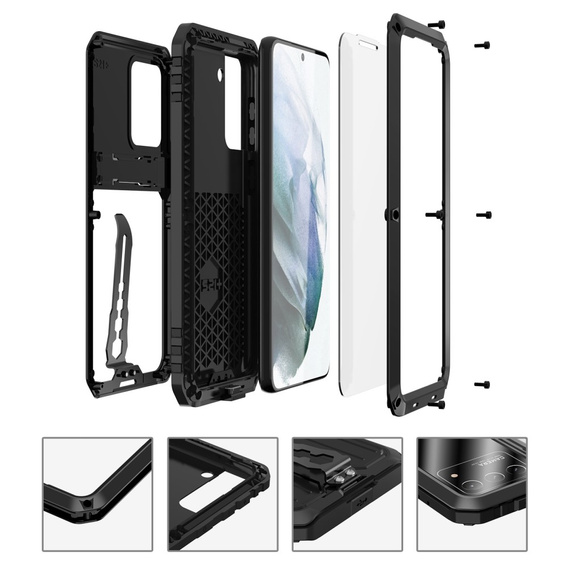 Etui Kickstand Full Cover do Samsung Galaxy S21 Plus, Black