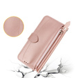 Etui z klapką do Samsung Galaxy A25 5G, Wallet Zipper Pocket, z paskiem na ramię, różowe rose gold