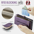 Etui CASEME do Samsung Galaxy S25 FE, RFID Leather Wallet, z paskiem na ramię, fioletowe