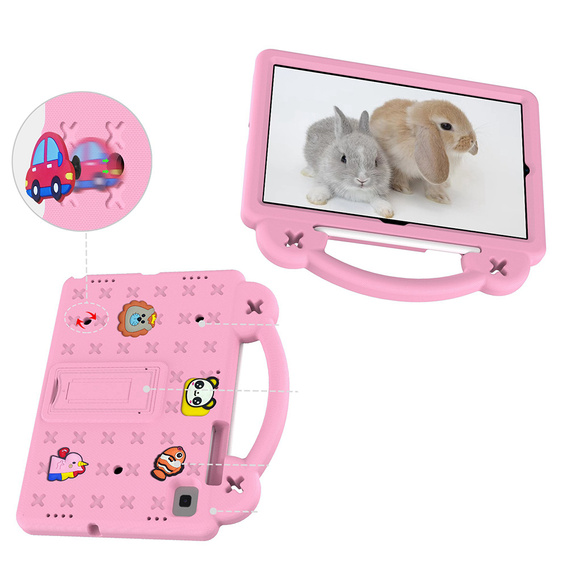 Etui do Samsung Galaxy Tab S6 Lite 10.4" 2020/2022/2024 / Tab A7 2020 T500 / T505 / Tab S6 T860/T865, Cute Patterns, z podstawką, Różowe