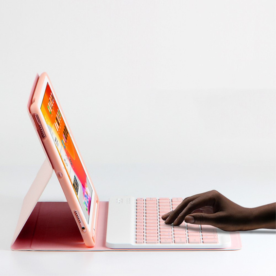 Etui z klawiaturą do iPad 10.2" 2021/2020/2019 (9/8/7 gen.), Keyboard Cover Pen Slot, różowe rose gold
