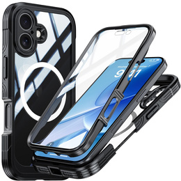 Etui do iPhone 17, Shockproof, ze szkłem, do MagSafe, czarne