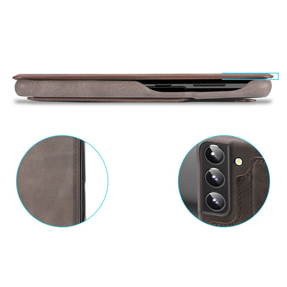 Etui z klapką do Samsung Galaxy S22+ Plus 5G, LC.IMEEKE, kawowe