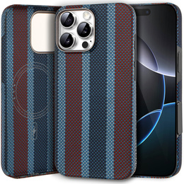 Etui do IPhone 16 Pro, Aramid Fiber Slim Case, do MagSafe, niebieskie / czerwone