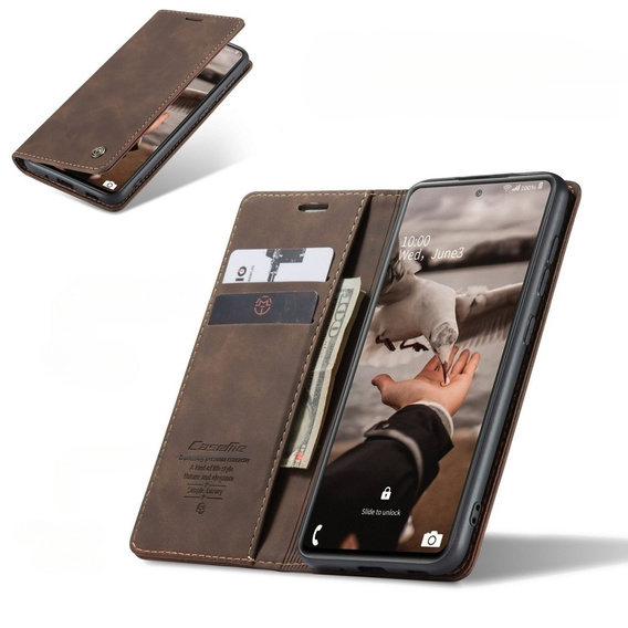 Etui CASEME do Samsung Galaxy S20 FE, Leather Wallet Case, brązowe