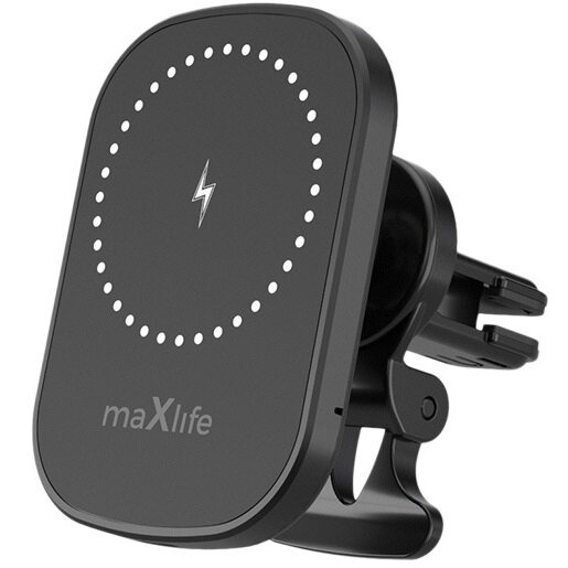 Maxlife Uchwyt Samochodowy do kratki magnetyczny z ładowaniem bezprzewodowym 15W, MXCH-16, czarny