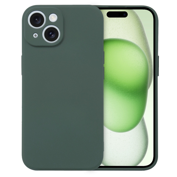 Etui do iPhone 15, Silicone Lite, ciemnozielone