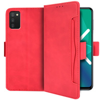 Etui z klapką do Samsung Galaxy A03s, Card Slot, czerwone