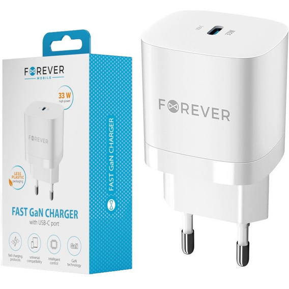 Forever Ładowarka Sieciowa 33W GaN USB-C, White