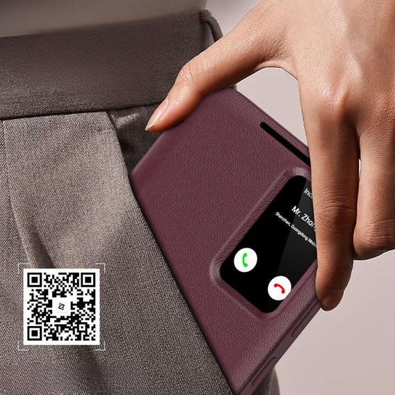 Etui z klapką do Samsung Galaxy S23 FE, Smart View Wallet, bordowe