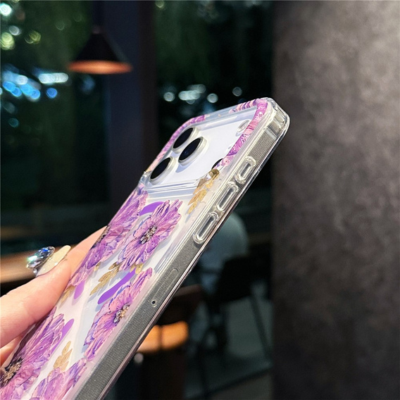 Etui do iPhone 17 Pro Max, Laser Flower, do MagSafe, Violet