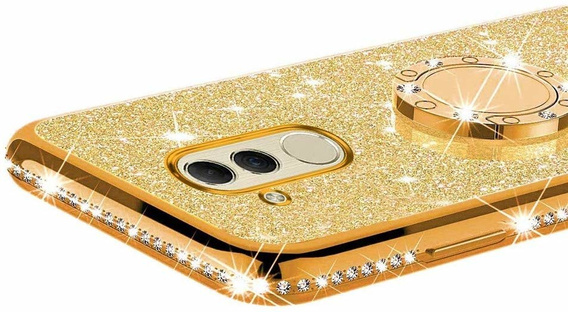 Etui do Huawei Mate 20 Lite, Obudowa Bling Case brokatowe, Złote