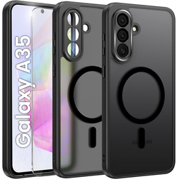 Etui do Samsung Galaxy A35 4G/5G, do MagSafe, ERBORD Matt Case, czarny + Szkło na ekran