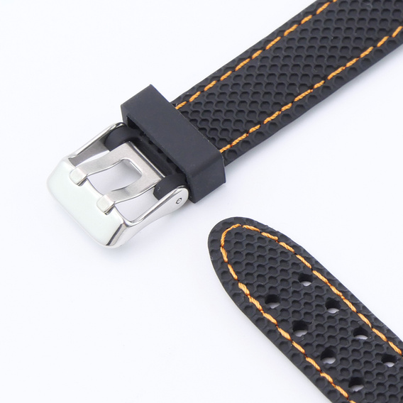 Pasek Silikonowy do Xiaomi Smart Band 10 / 9 / 8, Czarny / Pomarańczowy