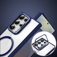 Etui do Samsung Galaxy S25 Ultra, Kickstand Frame, do MagSafe, przezroczyste / niebieskie + Szkło na ekran