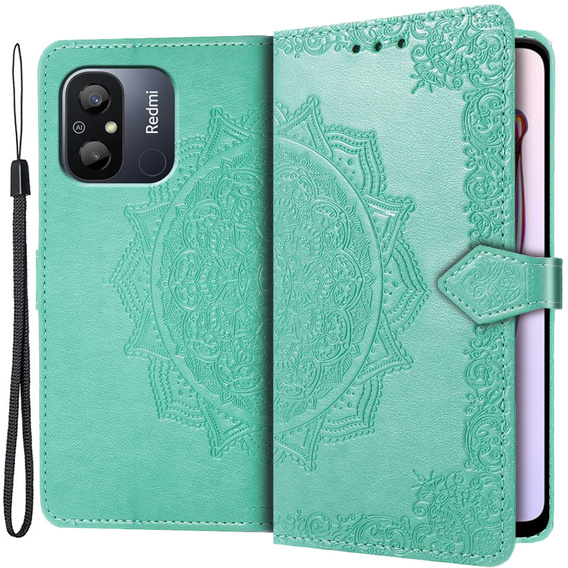 Etui z klapką do Xiaomi Redmi 12C, Mandala, zielone