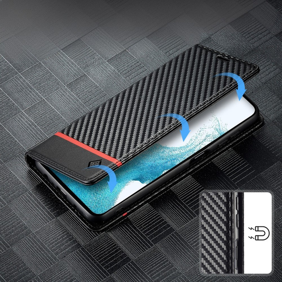 Etui z klapką do Samsung Galaxy S25, Carbon LC.IMEEKE, czarne