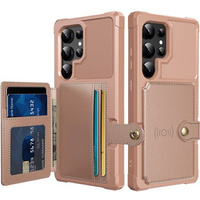 Etui do Samsung Galaxy S23 Ultra Card Holder Kickstand, Card Holder Kickstand, różowe