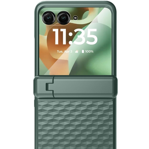 Etui do Motorola Razr 60 Ultra, PC Kickstand Case, ze szkłem, zielone