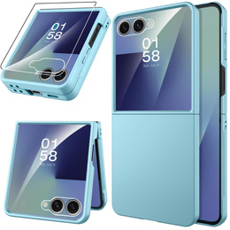 Etui ze szkłem hartowanym na ekran zewnętrzny do Samsung Galaxy Z Flip7 – niebieskie