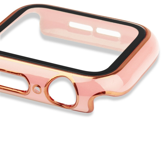 2w1 Etui + Szkło Hartowane do Apple Watch 4/5/6/SE 40mm, Różowe / Złote