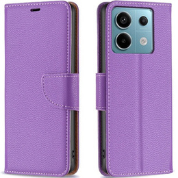 Etui z klapką do Xiaomi Redmi Note 13 Pro 5G, Wallet Litchi Leather, fioletowe