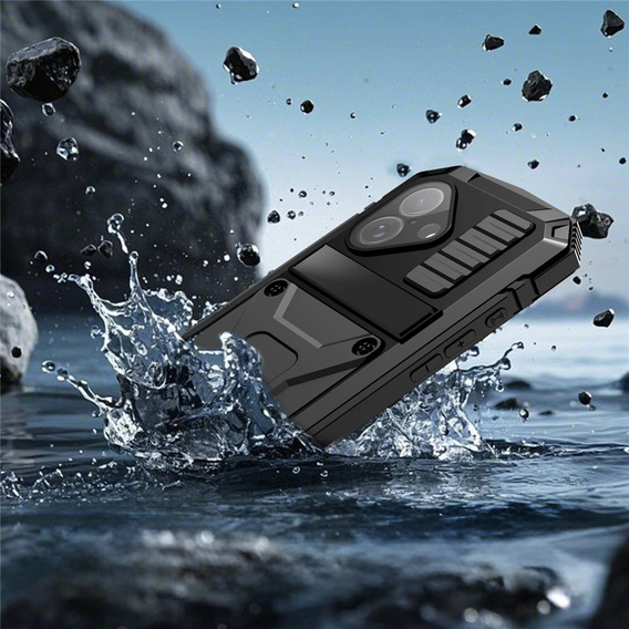 Etui R-JUST do iPhone 17 z wbudowaną ochroną ekranu - czarne