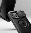 Etui pancerne do iPhone 13 Pro, Dexnor CamProtect MagSafe, z folią prywatyzującą, czarne (Dwie ramki)