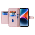 Etui z klapką do iPhone 15 Pro Max, Wallet Zipper Pocket, różowe