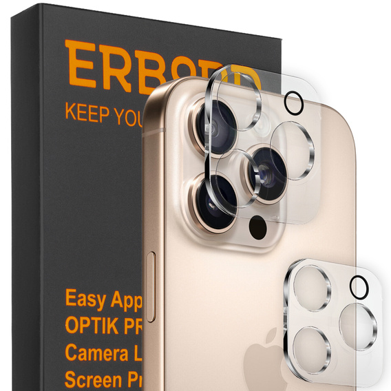 ERBORD Szkło hartowane na obiektywy do iPhone 16 Pro / 16 Pro Max, przezroczyste