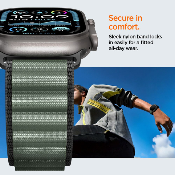 Pasek Spigen WBF1 Band do Apple Watch 8/9/10/11/SE/Ultra 1/2 (44/45/46/49 mm) – Black / Green