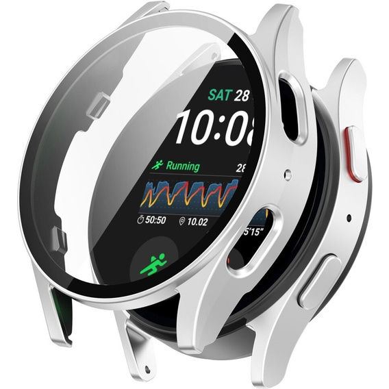 2w1 Etui + Szkło Hartowane do Samsung Galaxy Watch 7 44mm, Srebrne