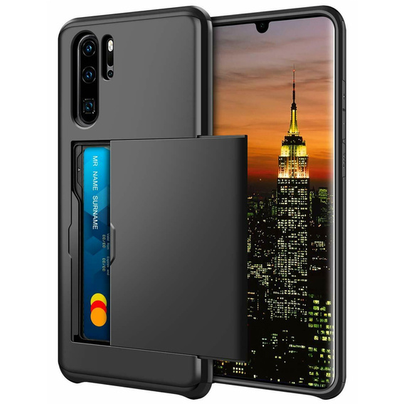 Etui do Huawei P30 Pro, Sliding Card Holder, czarne