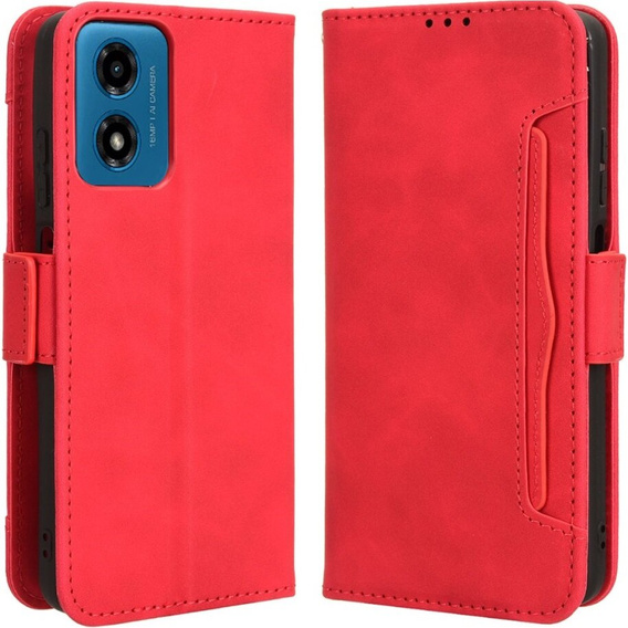 Etui z klapką do Motorola Moto E14, Card Slot, czerwone