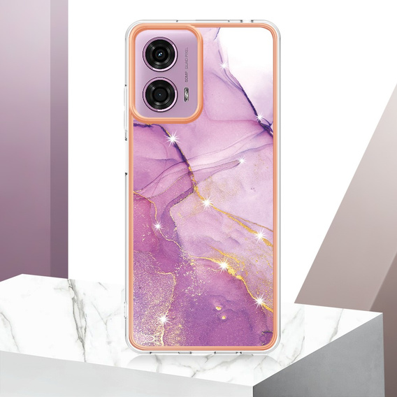 Etui ochronne do Motorola Moto G24 / G24 Power / G04, Marble Slim Case, fioletowe