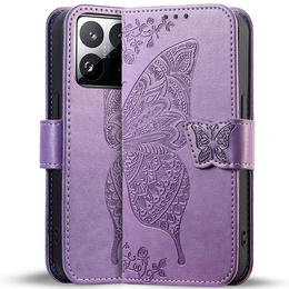 Etui z klapką do Xiaomi 15T Pro, Butterfly, fioletowe