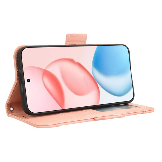 Etui z klapką do Honor 400 5G, Card Slot, różowe