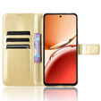 Etui z klapką do Oppo Reno 12FS / 12F, Crazy Horse Wallet, złote