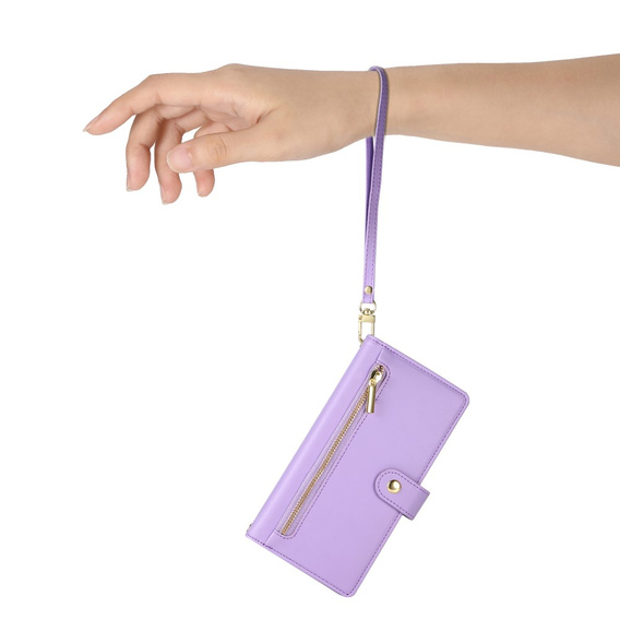 Etui z klapką do Xiaomi Poco X7 Pro 5G, Wallet Zipper Pocket, fioletowe