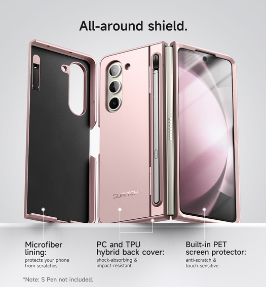 Etui do Samsung Galaxy Z Fold 5, Suritch Full Body, różowe
