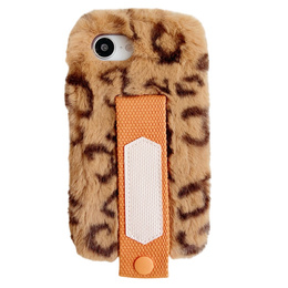 Etui do iPhone 16e, Fluffy Case, z paskiem, pomarańczowe