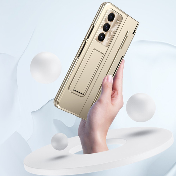 Etui ochronne PC z podstawką i ochroną zawiasu do Samsung Galaxy Z Fold6 5G – złote